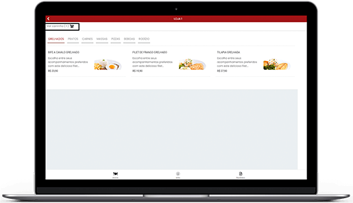 Tela real do cardápio digital do TOTVS Chef acessado pelo QR Code em um smartphone